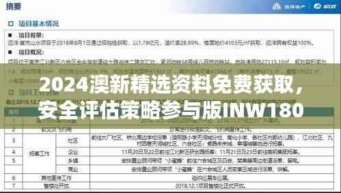 2024澳新精选资料免费获取,安全评估策略参与版INW180.85