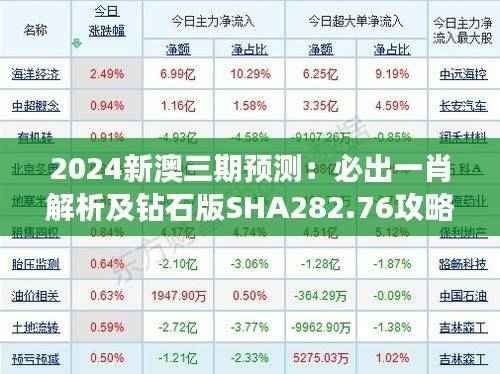 2024新澳三期预测:必出一肖解析及钻石版SHA282.76攻略