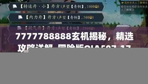 7777788888玄机揭秘,精选攻略详解_冒险版QIA507.17