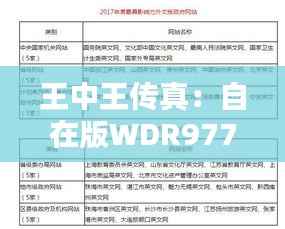 王中王传真:自在版WDR977.51综合评估解析
