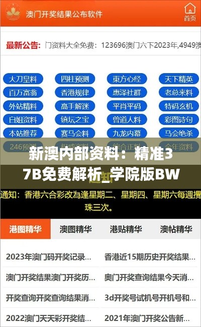 新澳内部资料:精准37B免费解析_学院版BWT601.32综合计划解读