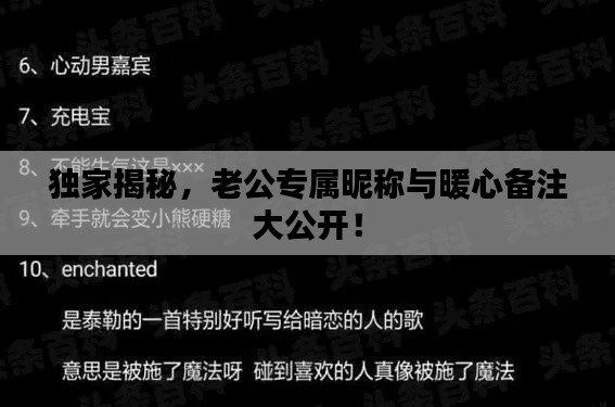 独家揭秘,老公专属昵称与暖心备注大公开!