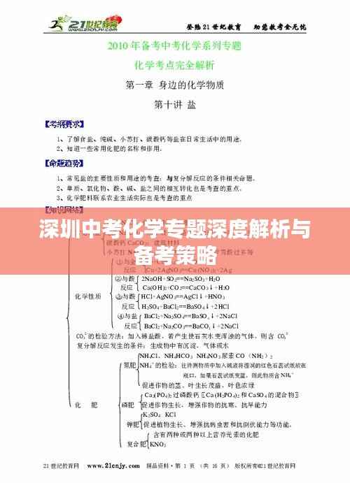 深圳中考化学专题深度解析与备考策略
